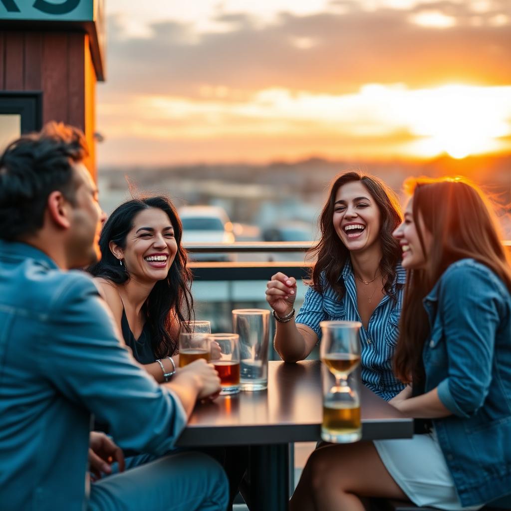 Expat community of friends meeting in a cafe after moving abroad